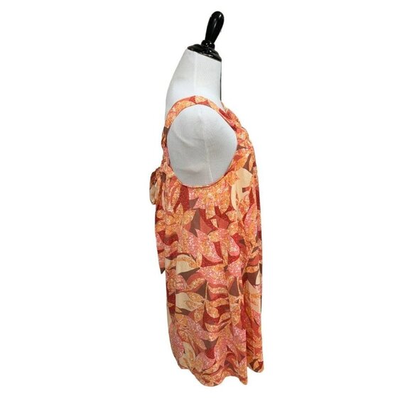 Nine West Women's S Small Mini Sun Dress A-Line Floral Print Peach Sleeveless - Picture 4 of 9